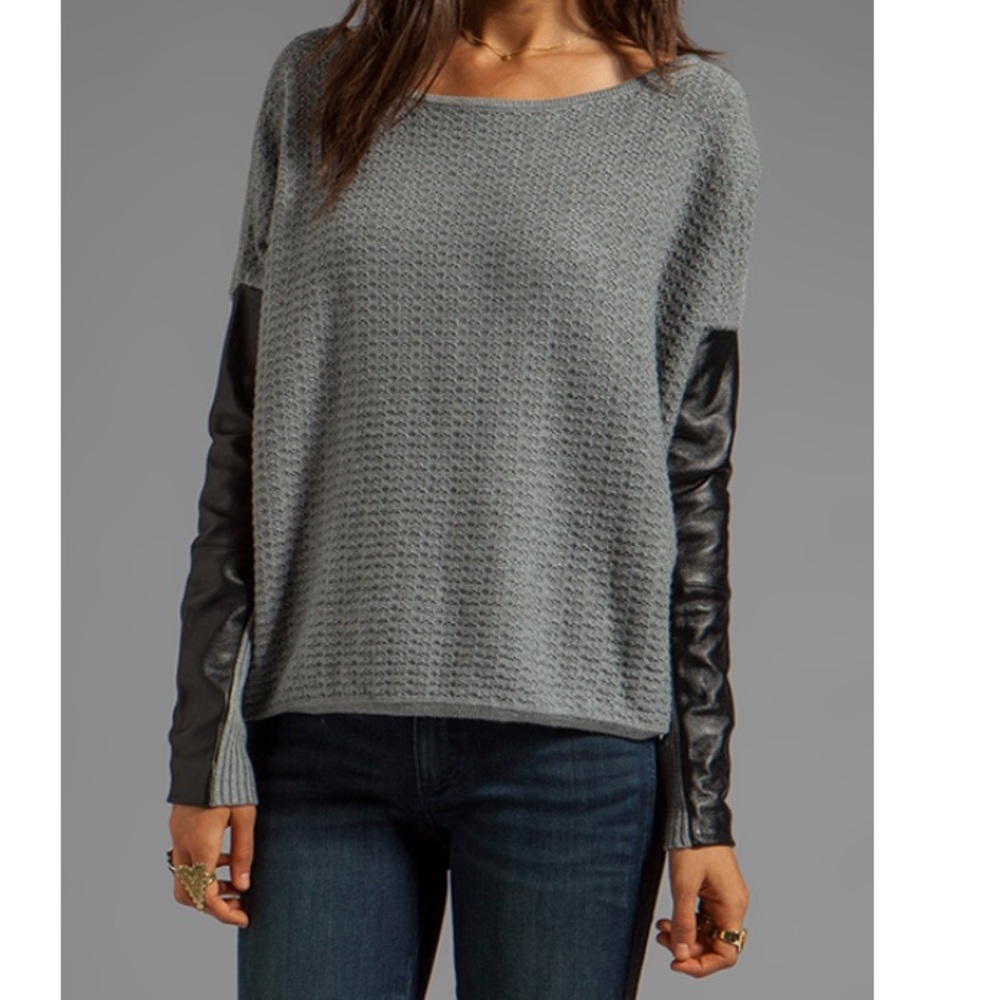 PJK Cashmere Blend Sweater Leather sleeves small